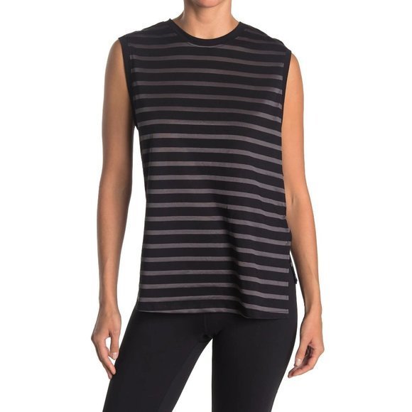Z by ZELLA Shadow Striped Print Tank Top In Black - Large - Picture 1 of 3